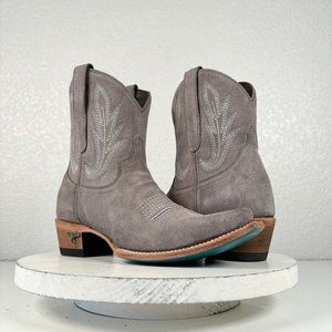 Lane LEXINGTON Gray Cowboy Bootie Sz 7.5 Suede Western Wear Ankle Boots Snip Toe